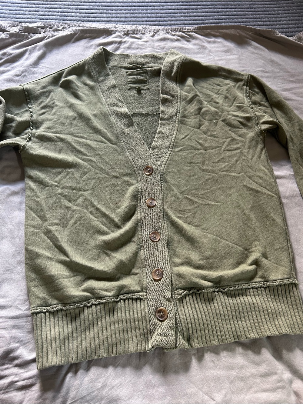 aerie Olive Green Button-Front V-Neck Cardigan sz small - Picture 4 of 8
